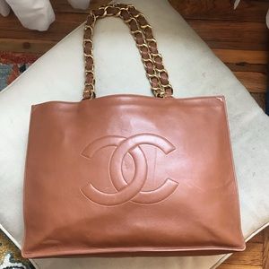 SOLD Rebag: Vintage Chanel CC Lambskin Chain Tote